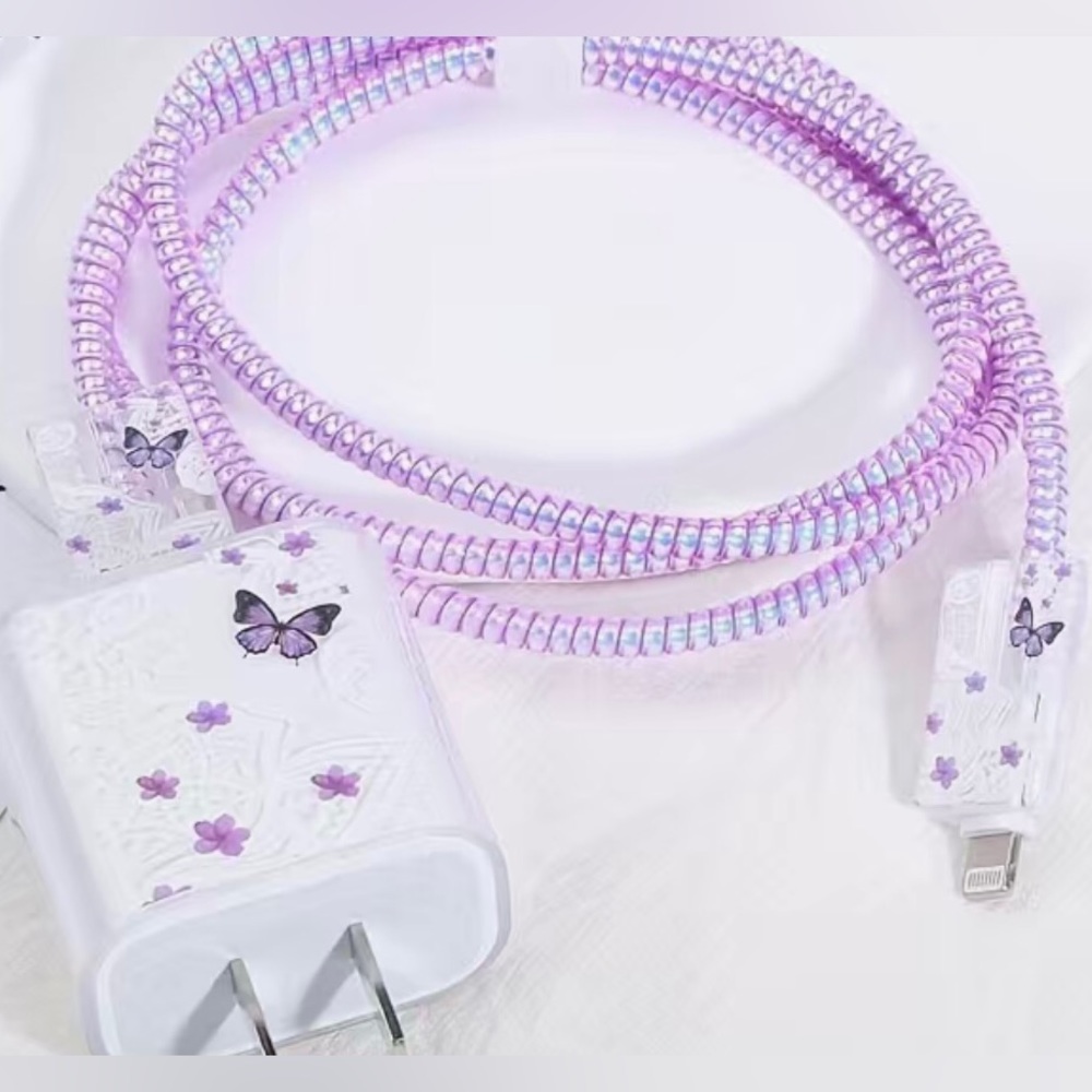 Power adapter and cable protector, cute purple butterfly 🦋